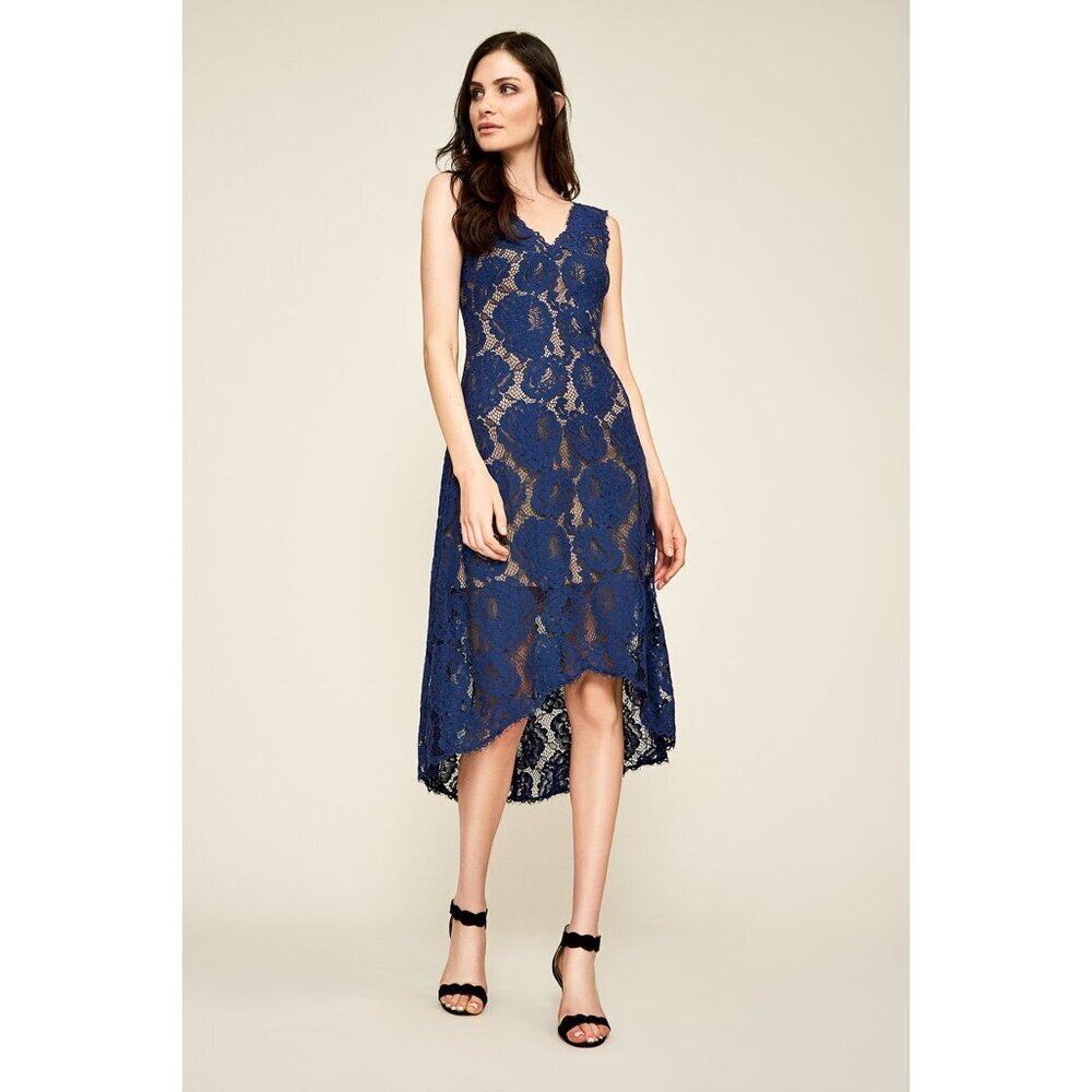 tadashi joshi Gaviota High-Low MIdi Dress  Blue. Size  8